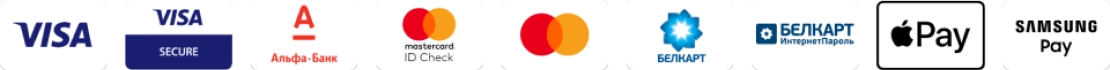 Visa, Mastercard, Белкарт, Apple Pay, Samsung Pay